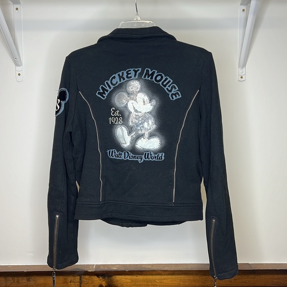 WDW Mickey Mouse Black Moto Jacket- M - Picture 2 of 9